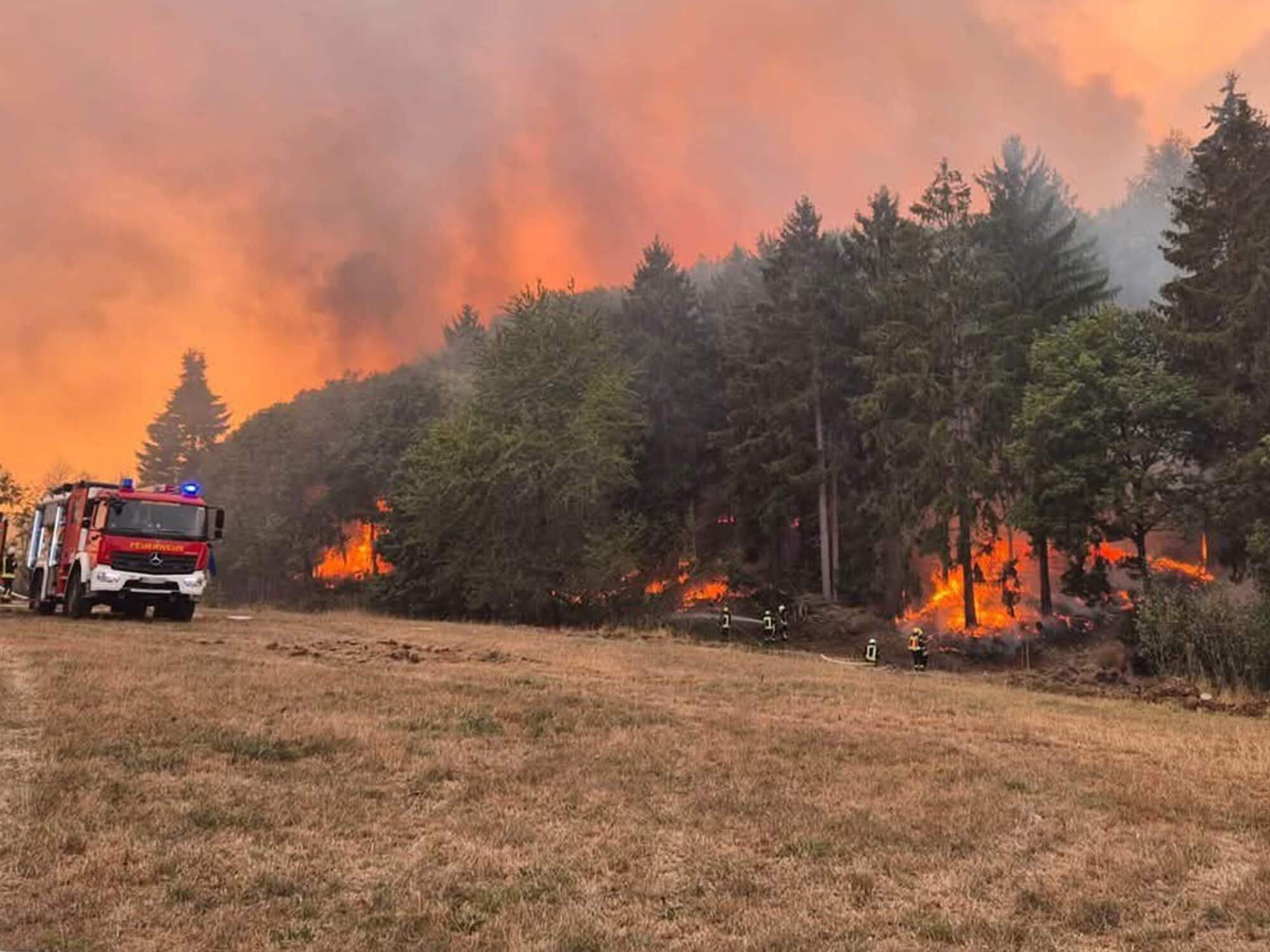 Mehr als 170 Einsatzkräfte aus dem Kreis Heinsberg halfen am dritten August-Wochenende bei der Brandbekämpfung im Hürtgenwald. Fotos: Feuerwehr Wegberg