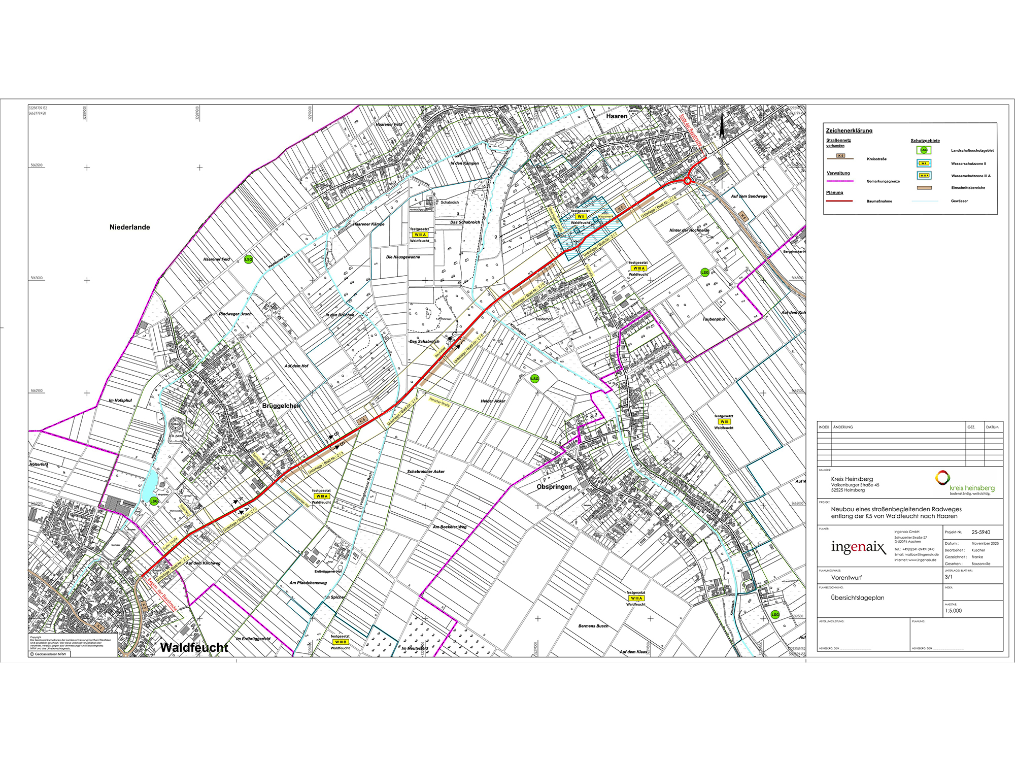 Übersichtsplan der Baumaßnahme an der K 5 zwischen Waldfeucht und Haaren. Foto: Kreis Heinsberg