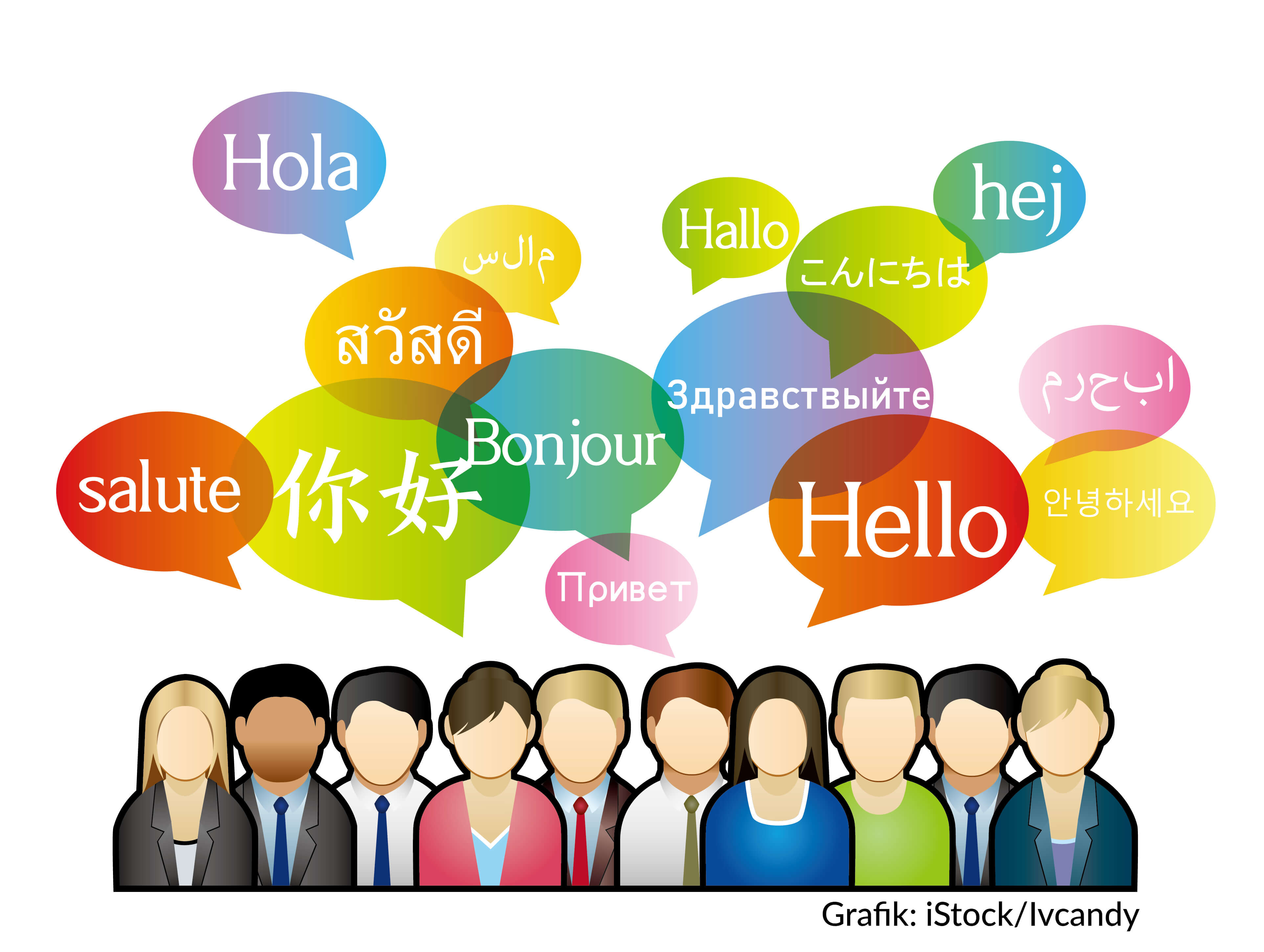 Sprachmittlerinnen und Sprachmittler helfen dabei, sprachliche und kulturelle Hürden zu überwinden. Grafik: iStock/Ivcandy